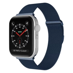 Curea Apple Watch 1/2/3/4/5/6/7/8/SE - 38/40/41 MM Milanese Dual Loop Casey Studios, Metalica Casey Studios - Black Blue 