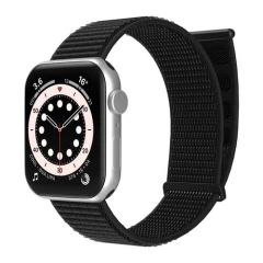 Curea Apple Watch 1/2/3/4/5/6/7/8/SE - 38/40/41 MM Nylon Sport Loop Casey Studios, din Material Textil Casey Studios - Dark Navy Blue Black 