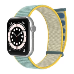 Curea Apple Watch 1/2/3/4/5/6/7/8/SE - 38/40/41 MM Nylon Sport Loop Casey Studios, din Material Textil Casey Studios - Dark Navy Blue Bright Sunny 