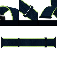 Curea Apple Watch 1/2/3/4/5/6/7/8/SE - 38/40/41 MM Nylon Sport Loop Casey Studios, din Material Textil Casey Studios - Blue Lime Blue Lime