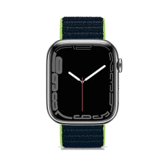 Curea Apple Watch 1/2/3/4/5/6/7/8/SE - 38/40/41 MM Nylon Sport Loop Casey Studios, din Material Textil Casey Studios - Blue Lime Blue Lime
