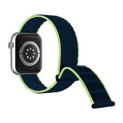 Curea Apple Watch 1/2/3/4/5/6/7/8/SE - 38/40/41 MM Nylon Sport Loop Casey Studios, din Material Textil Casey Studios - Blue Lime Blue Lime