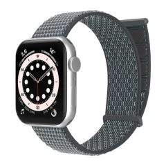 Curea Apple Watch 1/2/3/4/5/6/7/8/SE - 38/40/41 MM Nylon Sport Loop Casey Studios, din Material Textil Casey Studios - Dark Navy Blue Ash Gray 