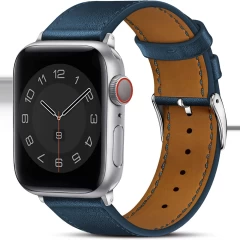 Curea Apple Watch 1/2/3/4/5/6/7/8/SE - 38/40/41 MM Premium din Piele Naturala Casey Studios Casey Studios - Albastru Albastru