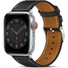 Curea Apple Watch 1/2/3/4/5/6/7/8/SE - 38/40/41 MM Premium din Piele Naturala Casey Studios Casey Studios - Albastru Negru | Alb 
