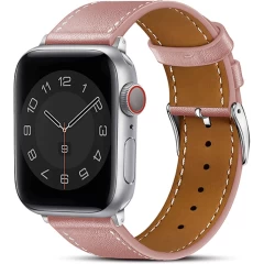 Curea Apple Watch 1/2/3/4/5/6/7/8/SE - 38/40/41 MM Premium din Piele Naturala Casey Studios Casey Studios - Albastru Roz | Alb 
