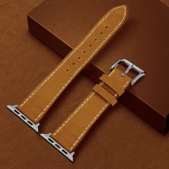 Curea Apple Watch 1/2/3/4/5/6/7/8/SE - 38/40/41 MM Premium din Piele Naturala Casey Studios Casey Studios - Maro Maro | Alb