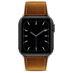 Curea Apple Watch 1/2/3/4/5/6/7/8/SE - 38/40/41 MM Premium din Piele Naturala Casey Studios Casey Studios - Maro Maro | Alb