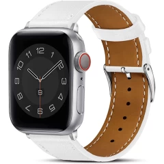 Curea Apple Watch 1/2/3/4/5/6/7/8/SE/Ultra - 42/44/45/49 MM Premium din Piele Naturala Casey Studios Casey Studios - Negru Alb 