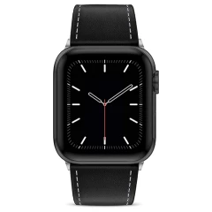 Curea Apple Watch 1/2/3/4/5/6/7/8/SE/Ultra - 42/44/45/49 MM Premium din Piele Naturala Casey Studios Casey Studios - Negru Negru | Alb