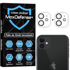Set 2x Folie Sticla Camera MaxDefense+ compatibila cu iPhone 11 Casey Studios - Transparent