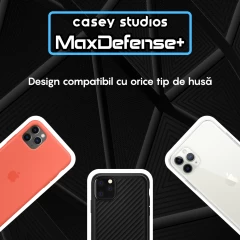 Set 2x Folie Sticla Camera MaxDefense+ compatibila cu iPhone 11 Pro Max / 11 Pro Casey Studios Transparent