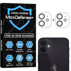 Set 2x Folie Sticla Camera MaxDefense+ compatibila cu iPhone 12 Casey Studios - Transparent