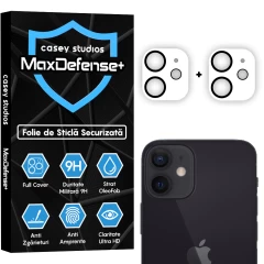 Set 2x Folie Sticla Camera MaxDefense+ compatibila cu iPhone 12 Casey Studios - Transparent Transparent