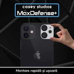 Set 2x Folie Sticla Camera MaxDefense+ compatibila cu iPhone 12 Casey Studios - Transparent Transparent