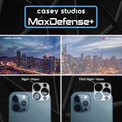 Set 2x Folie Sticla Camera MaxDefense+ compatibila cu iPhone 12 Pro Max Casey Studios - Transparent Transparent