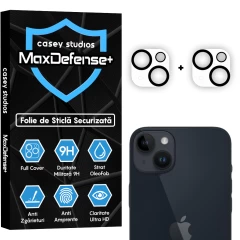 Set 2x Folie Sticla Camera MaxDefense+ compatibila cu iPhone 14 / 14 Plus Casey Studios Transparent