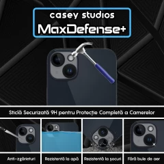 Set 2x Folie Sticla Camera MaxDefense+ compatibila cu iPhone 14 / 14 Plus Casey Studios Transparent
