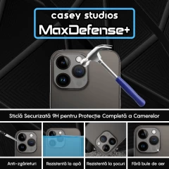 Set 2x Folie Sticla Camera MaxDefense+ compatibila cu iPhone 14 Pro Max / 14 Pro Transparent