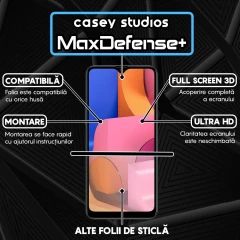 Folie Sticla CASEY STUDIOS pentru Samsung Galaxy A20S, Full Glue, Duritate Militara, Ultra HD, Protectie Profesionala Ecran 3D, Anti Zgarieturi, Anti Amprente, Anti Socuri, Margini Negre Negru