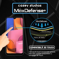 Folie Sticla CASEY STUDIOS pentru Samsung Galaxy A20S, Full Glue, Duritate Militara, Ultra HD, Protectie Profesionala Ecran 3D, Anti Zgarieturi, Anti Amprente, Anti Socuri, Margini Negre Negru