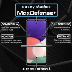 Folie Sticla CASEY STUDIOS pentru Samsung Galaxy A22 5G, Full Glue, Duritate Militara, Ultra HD, Protectie Profesionala Ecran 3D, Anti Zgarieturi, Anti Amprente, Anti Socuri, Margini Negre Negru