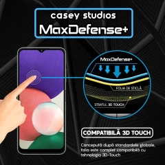 Folie Sticla CASEY STUDIOS pentru Samsung Galaxy A22 5G, Full Glue, Duritate Militara, Ultra HD, Protectie Profesionala Ecran 3D, Anti Zgarieturi, Anti Amprente, Anti Socuri, Margini Negre Negru