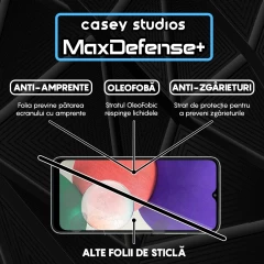 Folie Sticla CASEY STUDIOS pentru Samsung Galaxy A22 5G, Full Glue, Duritate Militara, Ultra HD, Protectie Profesionala Ecran 3D, Anti Zgarieturi, Anti Amprente, Anti Socuri, Margini Negre Negru