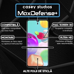 Folie Sticla CASEY STUDIOS pentru Samsung Galaxy A41, Full Glue, Duritate Militara, Ultra HD, Protectie Profesionala Ecran 3D, Anti Zgarieturi, Anti Amprente, Anti Socuri, Margini Negre Negru