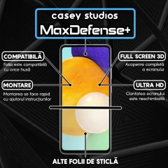 Folie Sticla CASEY STUDIOS pentru Samsung Galaxy A52S 5G / A52 5G / A52 4G, Full Glue, Duritate Militara, Ultra HD, Protectie Profesionala Ecran 3D, Anti Zgarieturi, Anti Amprente, Anti Socuri, Margini Negre Negru