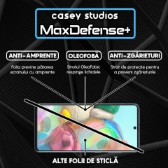 Folie Sticla CASEY STUDIOS pentru Samsung Galaxy A71 4G / A71 5G / M51 / Note 10 Lite, Full Glue, Duritate Militara, Ultra HD, Protectie Profesionala Ecran 3D, Anti Zgarieturi, Anti Amprente, Anti Socuri, Margini Negre Negru