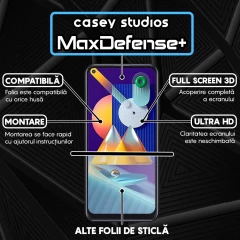 Folie Sticla CASEY STUDIOS pentru Samsung Galaxy M11 / A11, Full Glue, Duritate Militara, Ultra HD, Protectie Profesionala Ecran 3D, Anti Zgarieturi, Anti Amprente, Anti Socuri, Margini Negre Negru