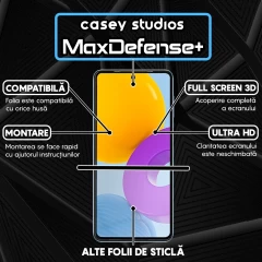 Folie Sticla CASEY STUDIOS pentru Samsung Galaxy M52 5G, Full Glue, Duritate Militara, Ultra HD, Protectie Profesionala Ecran 3D, Anti Zgarieturi, Anti Amprente, Anti Socuri, Margini Negre Negru