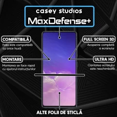 Folie Sticla CASEY STUDIOS pentru Samsung Galaxy S10E, Full Glue, Duritate Militara, Ultra HD, Protectie Profesionala Ecran 3D, Anti Zgarieturi, Anti Amprente, Anti Socuri, Margini Negre Negru